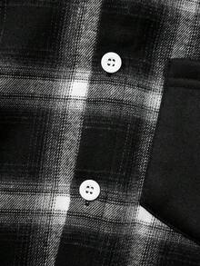 SHEIN Explorewe 2pcs/Set Boys' Fashionable Plaid Hooded Half-Zip Jacket And Drawstring Sweatpants Casual Outfit