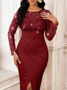 SHEIN Lady Váy tốt nghiệp Váy tốt nghiệp cho nữ Váy tốt nghiệp màu trắng Trang phục tốt nghiệp Trang phục ngày lễ Váy dự tiệc cưới cho nữ Váy sinh nhật cho nữ Công sở thường ngày Lễ hội - Màu Đỏ Sâu - Xem 9