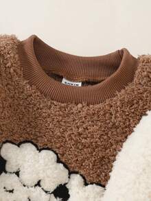 2pcs Toddler Boys' Casual Plush Long Sleeve Pajama Set,Cute Sheep Pattern Pajamas, Plush Style, Loungewear,Brown Fluffy Loungewear Pajamas Fleece Pajamas Cozy Pixies Baby Girl Set Brown Baby Clothes Toddler 2 Piece Winter Fur Clothing Baby Girl Fleece Sets Warm Baby Girl Clothes - Brown - View 4