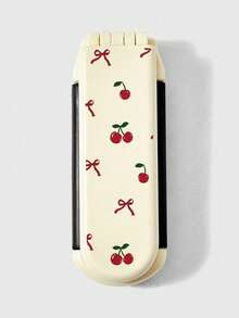 ROMWE Kawaii 1pc Cherry Smile Back To School Print Folding Hair Comb With Mirror, Portable All-In-One Styling Tool - Beige - View 4