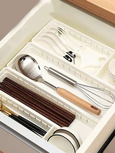 1 Parça Plastik Çatal Bıçak Saklama Kutusu, Gümüş Eşya ve Çatal Bıçak Saklama Kutusu İçeren Çekmece, Mutfak Basit Düz Renk Çok İşlevli Çekmece Saklama Kutusu