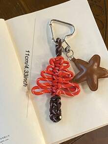 Joivida Original Handmade Knitted Christmas Tree Keychains & Creative Handcrafted Christmas Tree Woven Bag Charms,Christmas, Valentine's Day
