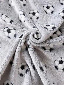 Set de 2 piezas de pijama suave y cómodo con gráfico de fútbol para adolescentes varones, pantalón largo y manga larga