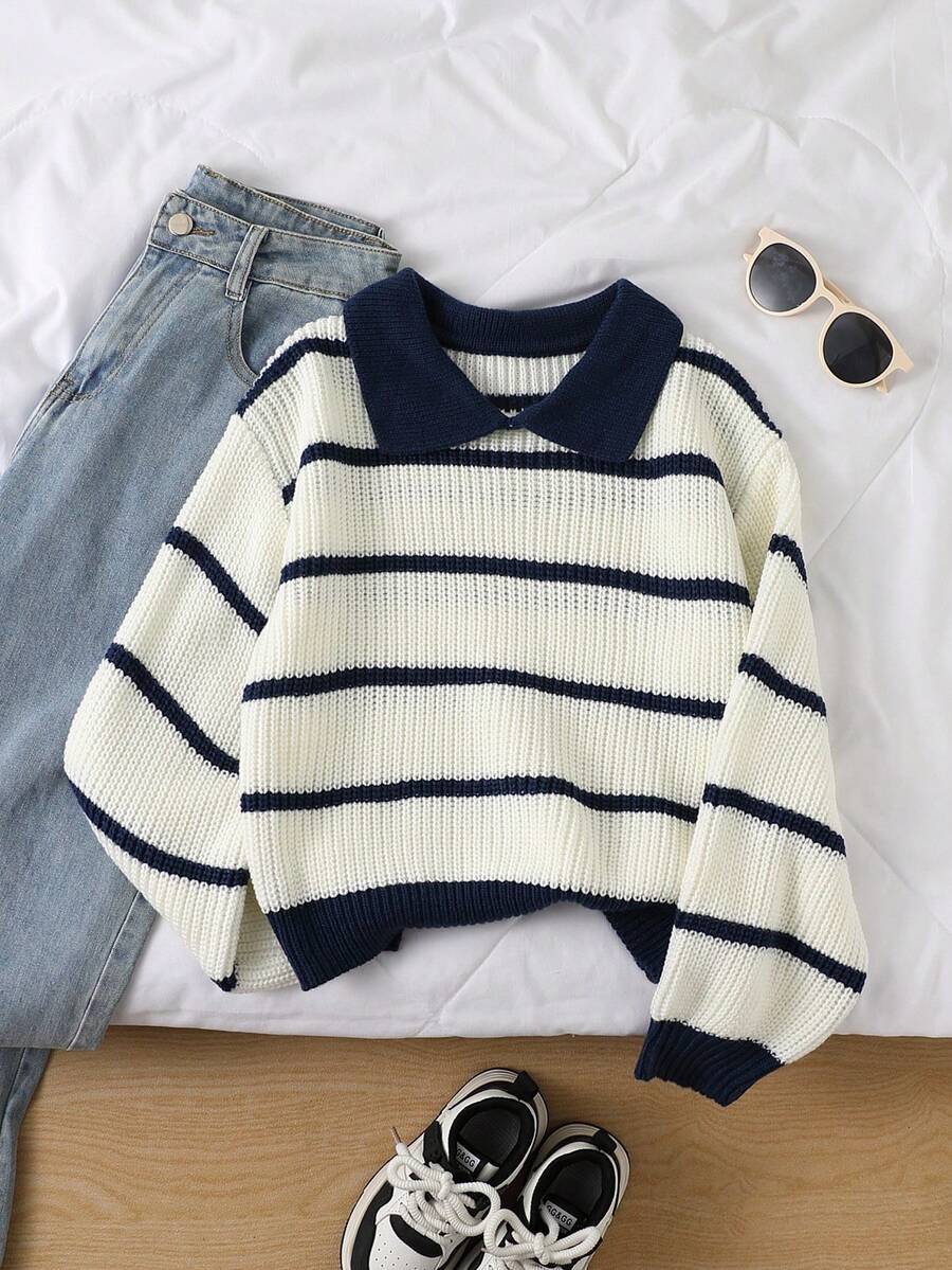 SHEIN Sparklyn Tween Girl Colorblock Collar Long Sleeve Casual Striped Sweater, Autumn/Winter Tops Cute Preppy Girl Clothes Girl Clothes Autumn And Winter Clothes Summer Clothes For Teens Sweater Girl Clothes Autumn And Winter Clothes Cropped Knit Sweater Cute Sweater Sweater For Tweens Knit Sweater Teen Girl Knit Sweaters For Girls Tween Sweaters Autumn And Winter Clothes Girls Clothes Sweater For Tweens Kids Sweaters Sweater For Girls Tween Matching Set Knit Girl Clothes Autumn And Winter Clothes Kids Winter Sweaters Sweater For Tweens Girls Knitted Sweater Long Sleeve Top Sweater For Tweens Sweater For Teen Girls Kids Winter Sweaters Knit Sweater Girl Long Sweater Fall Sweaters Kids Girl Clothes Autumn And Winter Clothes Kids Jumper Jumper For Girls Women Sweater Crew Neck Sweater Cable Knit Sweater - Apricot - View 1
