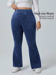 Flexra Plus Size Women Elastic Waist Flare Casual Versatile Jeans