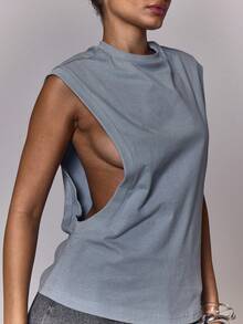 MUSERA Canotta senza maniche con scollo aperto, adatta per autunno, inverno, uscite serali, casual, streetwear, vacanze, feste, primavera ed estate - Grigio - Visualizzare 2