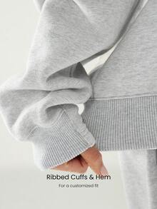 GLOWMODE Áo nỉ dày dặn, ấm áp, chất liệu lông cừu cao cấp, kiểu dáng rộng rãi, khóa kéo nửa thân, thích hợp cho mùa thu đông, hoạt động ngoài trời, mặc hàng ngày. - Xám - Xem 5