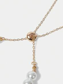 SCOOBY-DOO X SHEIN 1pc Fashionable Faux Pearl, Cartoon & Heart Pattern Cute Bracelet - Gold - View 4