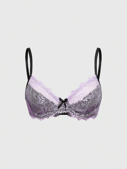 Goth Reggiseno di pizzo alla moda e confortevole con fiocco decorativo e ferretto per le donne