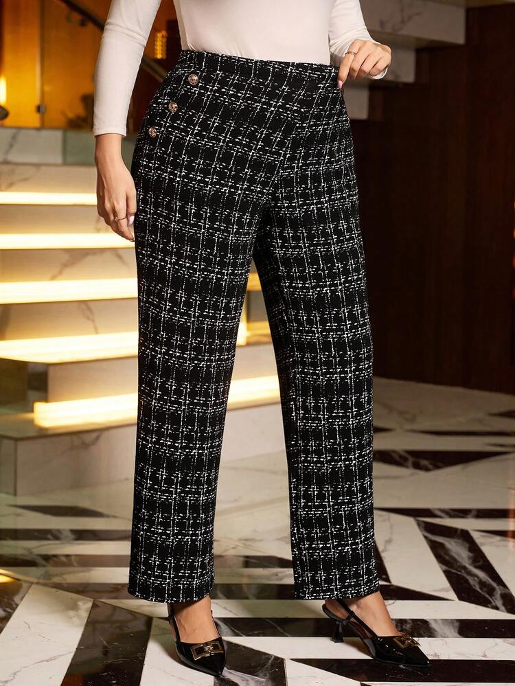 Plus Size Women's Casual Daily Black Long Pants With Pockets Black Pants  Elegant Dress Women Women Dresses Autumn Winter  Winter Clothes For Women New Year Dress Winter Clothes For Women Cozy Fall And Winter Clothes For Women