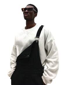 SUMWON Bộ đồ liền thân Cargo dáng rộng thoải mái có nhiều túi, kiểu dây đeo, thích hợp mặc thường ngày - màu đen - Xem 5