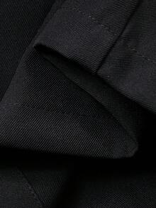 DAZY 2-Button Pleated Decor Loose Wide Leg Black Casual Commuter Long Pants, Plus Size Women, All Season, Spring/Autumn - Black - View 7