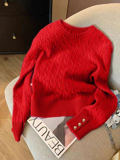 Airaco 女士休闲纯色毛衣，秋冬