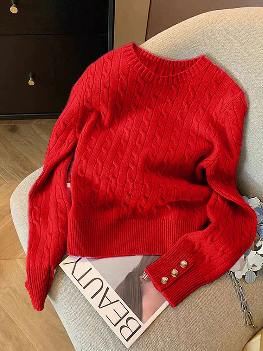 Airaco Women's Casual Solid Color Sweater, Autumn/Winter, Christmas