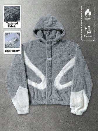 Street Life Giacca e cappotto da uomo, autunno/inverno, fodera termica, spessa, patchwork, colore a contrasto, ricamo inglese, giacca con cappuccio