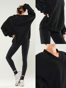 GLOWMODE Heavyweight Fleece Cool Camper Plush Soft Warm Oversized Half-Zip Pullover Sweatshirt Autumn Winter Outdoors Daily Casual Wear - Black - View 8