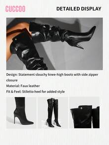 CUCCOO SZL Nuevas botas altas elegantes de tacón alto para otoño e invierno, botas altas por encima de la rodilla de punta estrecha y ajuste ceñido para mujeres en Navidad, otoño, Año Nuevo, San Valentín