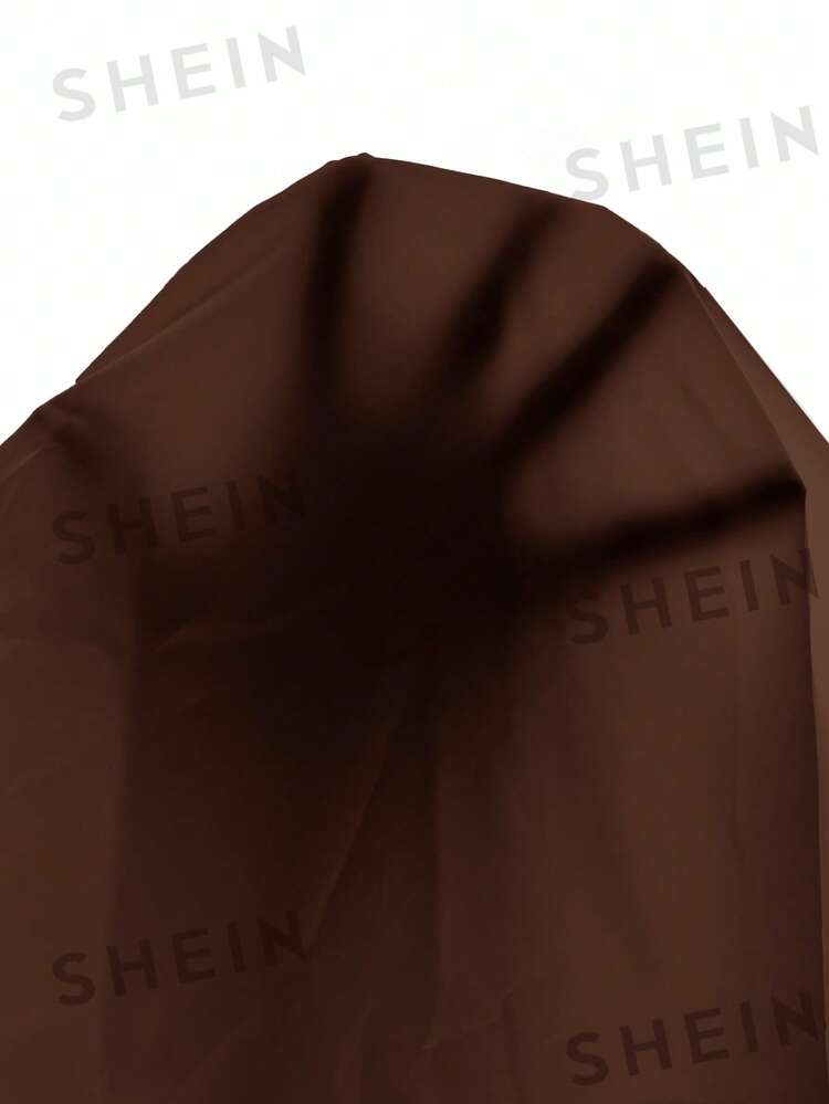KIZN Vestido mini de gasa con ribete de encaje, manga larga, cordones delanteros y cuello de capucha para fiesta - Marrón Chocolate - Ver 8