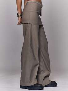 MUSERA Váy ngắn xếp lớp, quần ống đứng, thích hợp mặc đi chơi hàng ngày, đi chơi tối, phong cách thường ngày, cá tính, thời trang đường phố, thanh lịch, mùa hè, kỳ nghỉ, lễ hội. - Màu Khaki - Xem 3