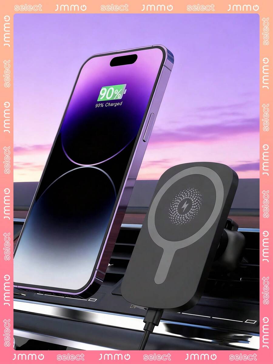 JMMO 15W Car Wireless Charger Compatible With Iphone 12/13/14 /15/16 Series - Black - View 1