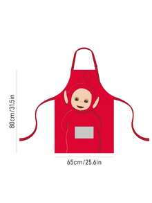 Teletubbies X SHEIN 1Pc Cute PO Kitchen Apron, Baking Apron, Red Apron, Cute Apron, S/M Two Sizes, Suitable For Adults And Children, Parent-Child Apron