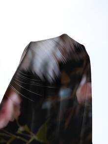 Selamara 女士休闲蝴蝶和卡通猫印花圆领短袖T恤 - 黑色 - 查看 6