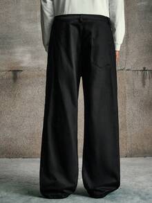 AXEPEAK Men's Casual Printed Pocket Loose Pants - Black - View 2
