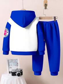 Bộ đồ thể thao Champion Streetwear dành cho bé trai - Áo hoodie họa tiết màu đỏ và quần jogger, Trang phục thể thao 2025, Phong cách đô thị trẻ trung, Bộ 2 món áo hoodie dài tay thoải mái, đơn giản, tối giản, rộng rãi, phù hợp cho mùa thu/đông - Nhiều màu - Xem 4