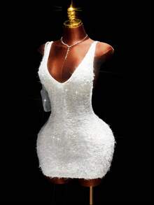 Amplova 性感露背深 V 领迷你紧身派对连衣裙 - 彩色 - 查看 2