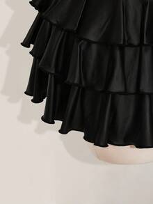 SHEIN ICON 大码女式 Y2K 性感 PU 蛋糕裙 - 黑色 - 查看 9