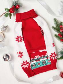 PETSIN 1 件圣诞宠物猫狗通用绿色钻石网格麋鹿雪花可爱图案提花针织弹力舒适狗圣诞毛衣 - 彩色 - 查看 6