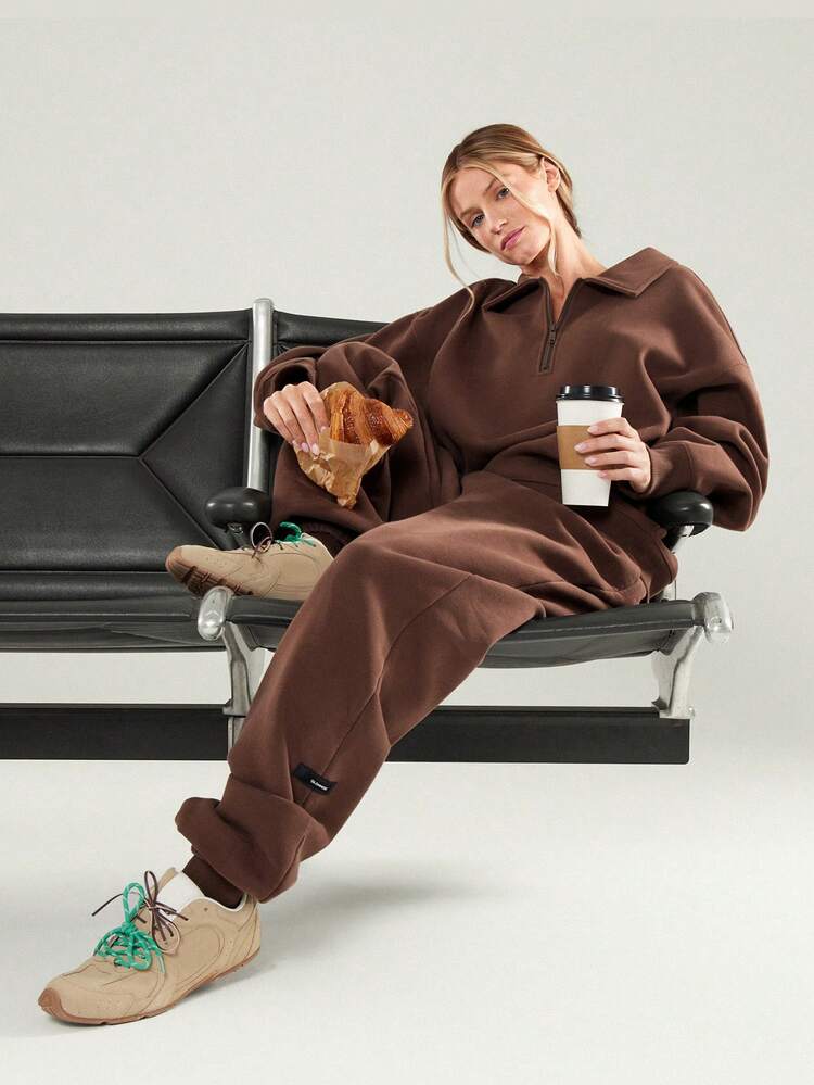 重量級フリース クールキャンパー ぬいぐるみ ソフト 暖かい オーバーサイズ ハーフジップ プルオーバー スウェットシャツ 秋冬 アウトドア デイリーカジュアルウェア