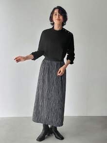 FRIFUL 女式纯色立领纽扣装饰优雅办公室长袖T恤 - 卡其色 - 查看 5