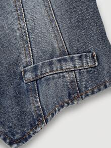 Sweetra Blusa de mezclilla casual y de moda para mujer - Azul - Ver 4