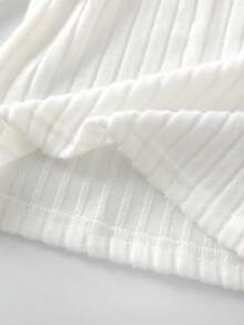 SHEIN Playful Pals 0-3 Years Baby Unisex Infant Toddler Spring Autumn White High Collar Long Sleeve Top With Apricot Bib Pants Set, Casual Style With Cute Bear Embellishment Suitable For Outdoor Play And Leisure - Coffee Brown - View 5