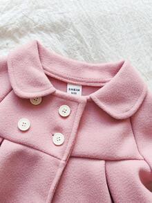 SHEIN Abrigo para bebé niña, abrigo cruzado sencillo, abrigo exterior de unicolor para bebé niña en invierno, abrigo casual para bebé niña, chaqueta estilo princesa - Rosa - Ver 8