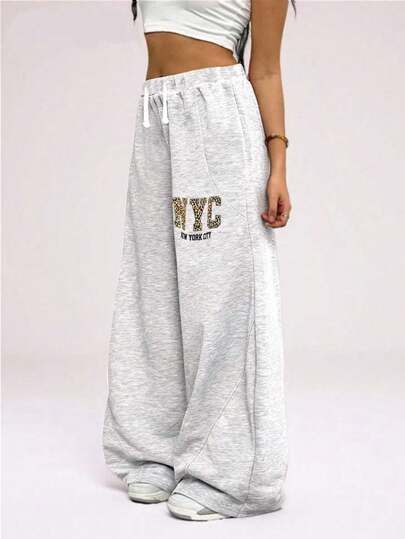 Sparklyn Must-Have For Autumn/Winter! Girls' Straight Leg Pants, Made Of Premium Sweatshirt Fabric, Soft And Comfortable. Straight Leg Design Flatters The Legs, Fashionable And Versatile, Keeps Warm All Winter, The Perfect Choice For Girls' Autumn/Winter Outfits.