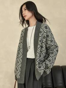 Dazy-Less Elegancki damski kardigan dzianinowy, swobodny szary sweter na jesień/zimę - Szary - Zobacz 6