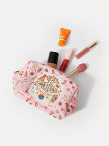 HARRY POTTER X SHEIN Tas Kosmetik Quilted Motif Kartun & Garis-garis, Kantong Penyimpanan Makeup Portabel dengan Resleting, Tas Organizer Multifungsi, Tas Perjalanan Ringan, Cocok untuk Pria dan Wanita - MultiWarna - View 5