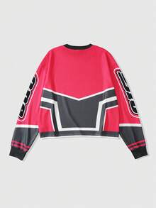 ROMWE MEN Prep Men's Casual Round Neck Long Sleeve T-Shirt With Letter Print, Retro Street Style - Multicolor - View 2