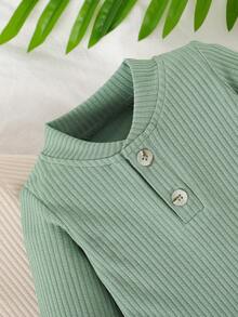 SHEIN Vintaside Kids 2件組男嬰軟綿舒適連身衣與長褲套裝 - 彩色 - 查看 8