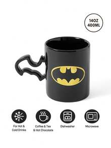 BATMAN X SHEIN 1pc 14oz/400ml Cartoon Pattern Printed Ceramic Mug, Cold And Heat Resistant, Microwave And Dishwasher , Suitable For Water, Milk, Juice, Coffee, Bat, Darts