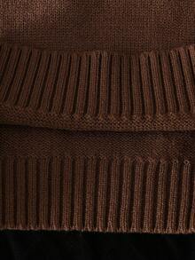 SHEIN Young Boy Button Half-Placket Long Sleeve Casual Pullover Sweater, Autumn/Winter Brown Sweater For Boy Sweaters With Buttons Brown Sweater For Kids Cotton Winter Sweaters For Kids Kids Knitwear - Khaki - View 8