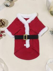PETSIN 圣诞麋鹿造型宠物棉衣红色圣诞老人造型狗狗棉袄秋冬保暖猫咪衣服 - 紅色 - 查看 9
