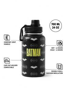 BATMAN X SHEIN 24 Onzas de acero inoxidable, con asa para un fácil transporte, adecuado para gimnasios y viajes - Negro - Ver 3