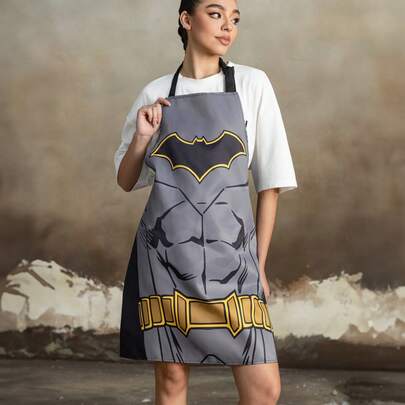 BATMAN X SHEIN 1pc Cos Apron, Classic Black Pattern, Waterproof And Oil-Proof Material, Comfortable And Soft, A Must-Have In The Kitchen And Baking, Suitable For Both Men And Women