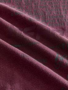 AXEPEAK 男士时尚休闲宽松长袖T恤，带英文文字和图案印花，针织日常穿着，夏季 - 紅色 - 查看 5