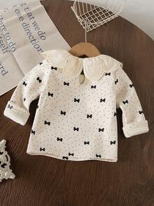 SHEIN 女宝宝秋冬甜美淑女精致刺绣蕾丝针织分层上衣