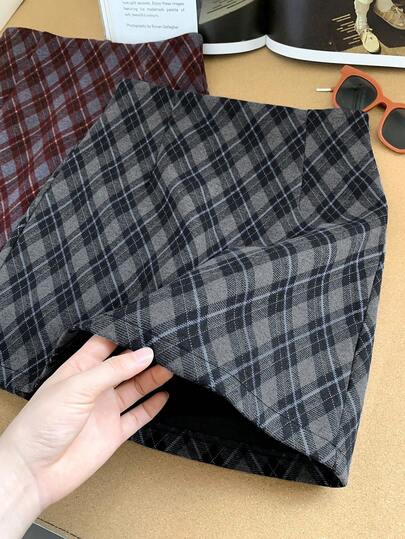 Franclia Women's Elegant Plaid Mini Casual Skirt