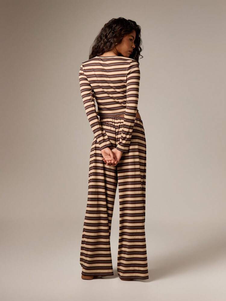 Ribbed Knit Striped Lounge Set